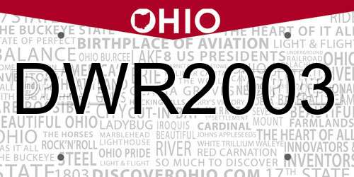 DWR2003 Ohio License Plate