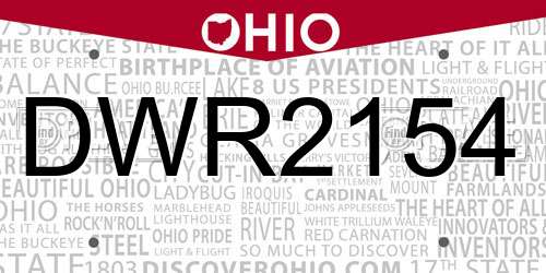 DWR2154 Ohio License Plate