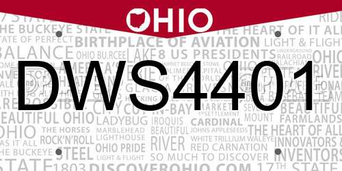 DWS4401 Ohio License Plate