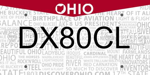 DX80CL Ohio License Plate