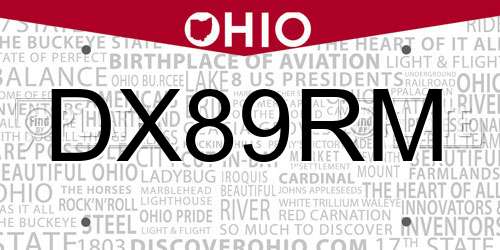 DX89RM Ohio License Plate