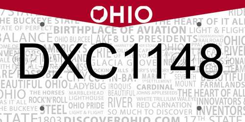 DXC1148 Ohio License Plate