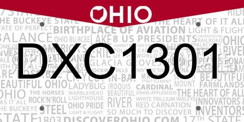 DXC1301 Ohio License Plate