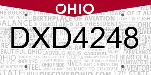 DXD4248 Ohio License Plate
