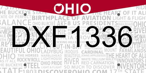 DXF1336 Ohio License Plate