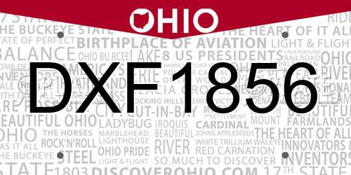 DXF1856 Ohio License Plate
