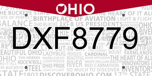 DXF8779 Ohio License Plate