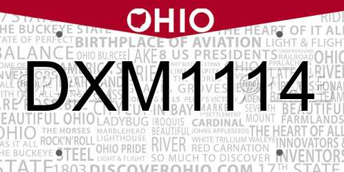 DXM1114 Ohio License Plate