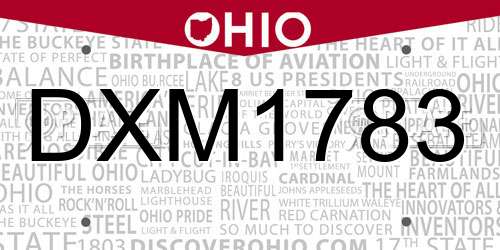DXM1783 Ohio License Plate