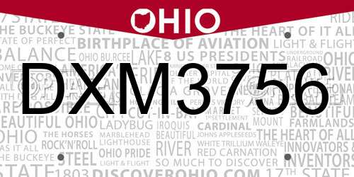 DXM3756 Ohio License Plate