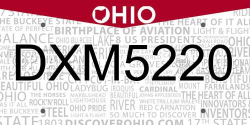 DXM5220 Ohio License Plate