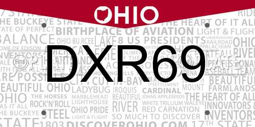 DXR69 Ohio License Plate