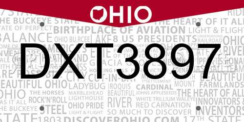 DXT3897 Ohio License Plate