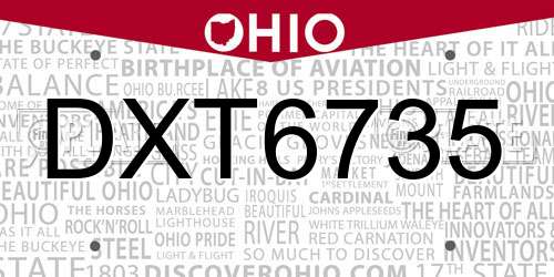 DXT6735 Ohio License Plate