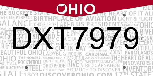 DXT7979 Ohio License Plate