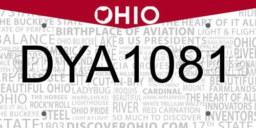 DYA1081 Ohio License Plate
