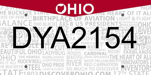 DYA2154 Ohio License Plate