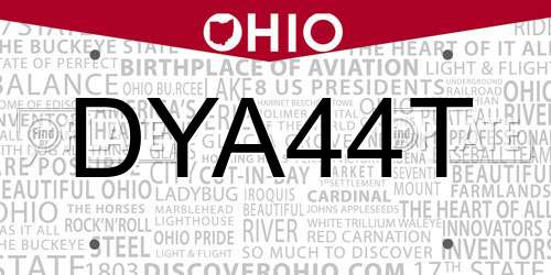 DYA44T Ohio License Plate
