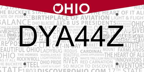 DYA44Z Ohio License Plate