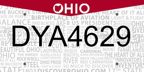 DYA4629 Ohio License Plate