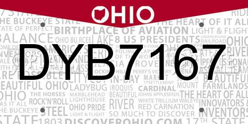 DYB7167 Ohio License Plate