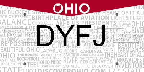 DYFJ Ohio License Plate