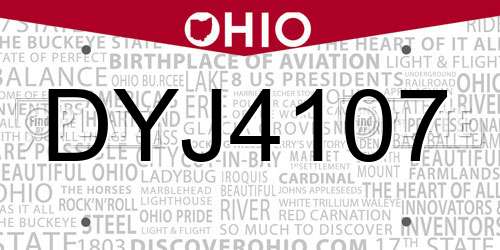 DYJ4107 Ohio License Plate