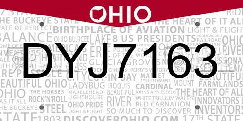 DYJ7163 Ohio License Plate