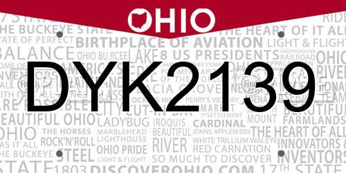DYK2139 Ohio License Plate