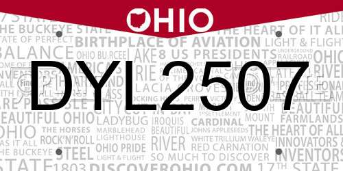 DYL2507 Ohio License Plate