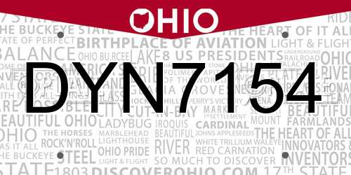 DYN7154 Ohio License Plate