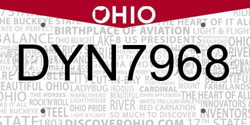DYN7968 Ohio License Plate
