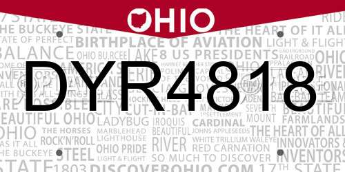 DYR4818 Ohio License Plate