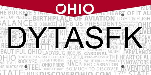 DYTASFK Ohio License Plate
