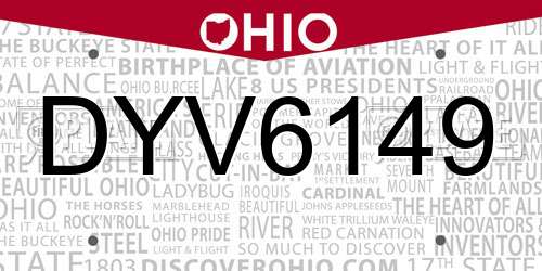 DYV6149 Ohio License Plate