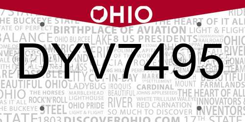DYV7495 Ohio License Plate