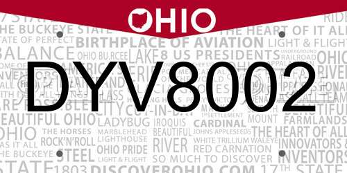 DYV8002 Ohio License Plate