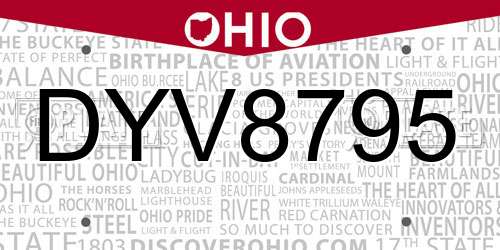 DYV8795 Ohio License Plate