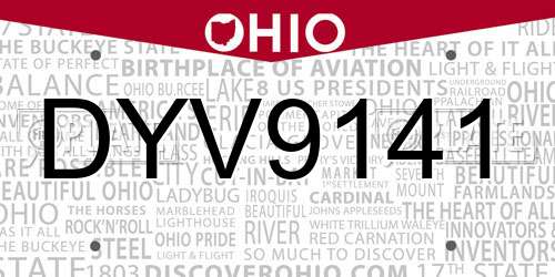 DYV9141 Ohio License Plate