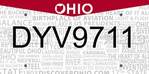 DYV9711 Ohio License Plate