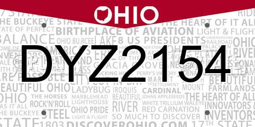 DYZ2154 Ohio License Plate