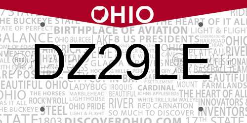 DZ29LE Ohio License Plate
