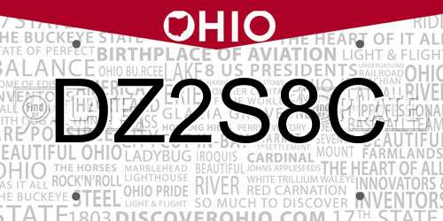 DZ2S8C Ohio License Plate