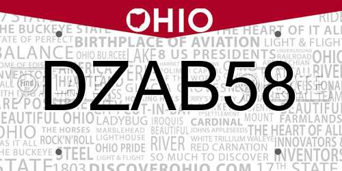 DZAB58 Ohio License Plate