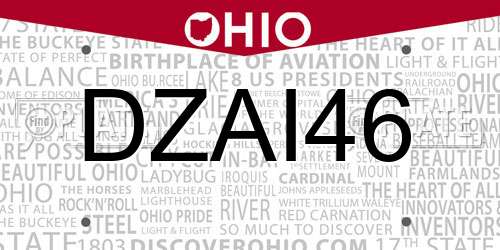 DZAI46 Ohio License Plate