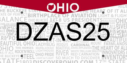DZAS25 Ohio License Plate
