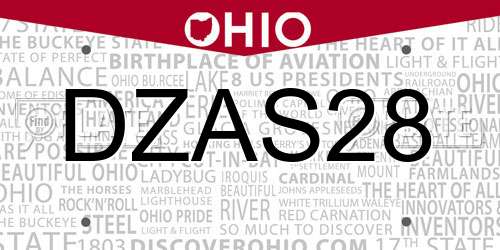 DZAS28 Ohio License Plate