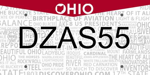 DZAS55 Ohio License Plate