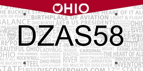 DZAS58 Ohio License Plate