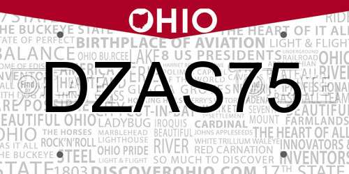 DZAS75 Ohio License Plate